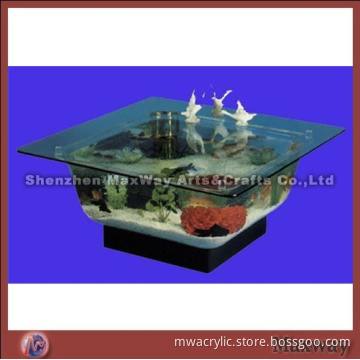 Clear Square Coffee Table with Acrylic Fish Aquarium